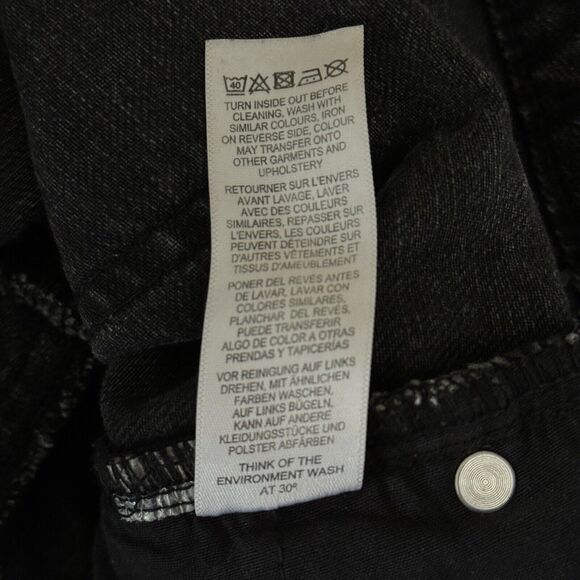 ASOS SZ 14 Jean Shorts Hi-Rise Cuffed Pockets Zip-Fly Black Wash Cotton Womens - Picture 6 of 6